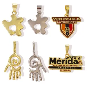 Gold silver plated metal puzzle hand pendants DIY necklace earrings jewelry parts.