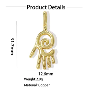 Gold plated copper hand pendant diy necklace earring jewelry finding component accessories
