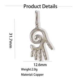 Copper hand pendant detail view showing exact size and material for DIY jewelry making.