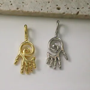 Gold and silver spiral hand metal pendants DIY jewelry charms for necklaces and earrings.