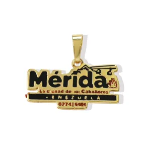 Gold plated metal Mérida city souvenir pendant necklace accessory DIY fashion jewelry gift.