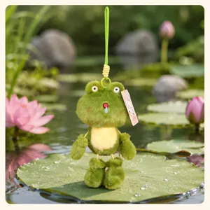 Cute mini plush frog keychain dangling leg doll bag pendant green frog prince cute toy