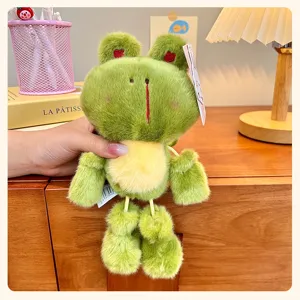 Cute mini plush frog keychain dangling legs stuffed animal bag pendant toy detail view showcase