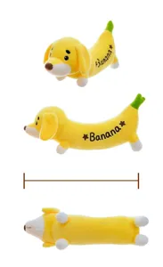Mignon chien banane peluche drôle oreiller de sommeil long poupée cadeau enfant.