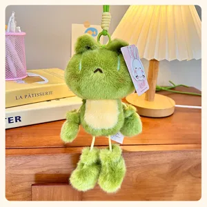 Cute mini dangling leg frog plush doll keychain bag pendant soft toy green cute accessory