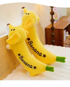 Joli oreiller en peluche chien banane pour dormir, jouet souple et drôle pour la chambre.