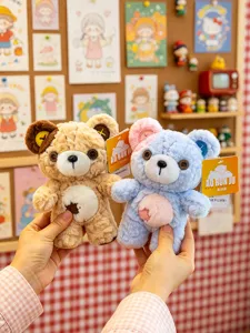 Cute button bear plush toy bag pendant soft keychain accessory for women and girls gift detail