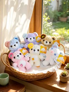 Cute button bear plush toy bag pendant travel companion key chain ornament gift