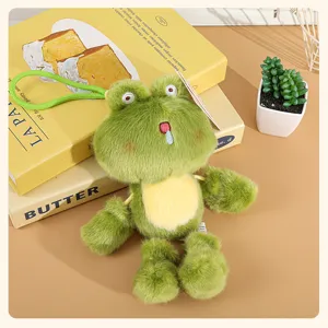 Cute mini dangling leg frog plush doll keychain soft bag pendant adorable backpack accessory