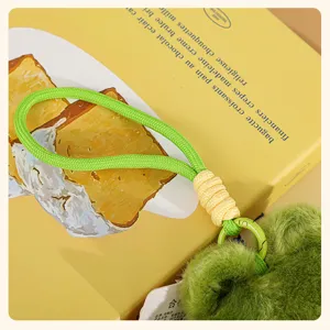 Cute mini green frog plush doll keychain bag pendant fuzzy frog prince toy accessory