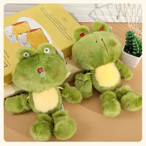 Cute mini dangling leg frog plush doll keychain stuffed animal bag pendant toy for kids