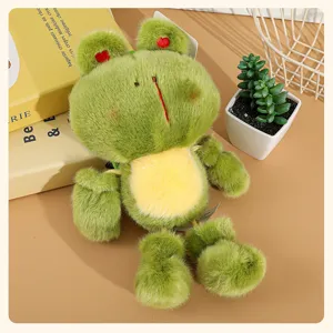 Cute mini hanging leg green frog plush toy keychain bag pendant adorable stuffed doll aesthetic