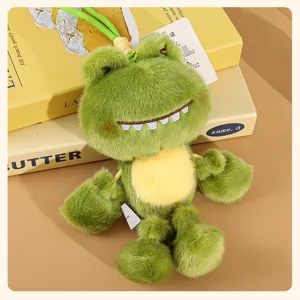 Cute mini frog plush keychain dangling legs stuffed doll bag pendant green animal toy key ring