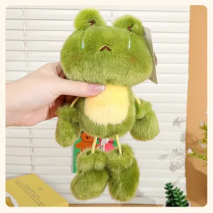 Cute mini plush frog keychain dangling legs plushie bag pendant toy for everyday styling