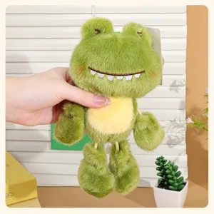 Cute mini dangling legs frog plush doll keychain bag pendant toy plushie soft toy green