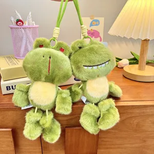 Cute mini plush frog keychain bag pendant soft stuffed toy cute doll key ring accessories