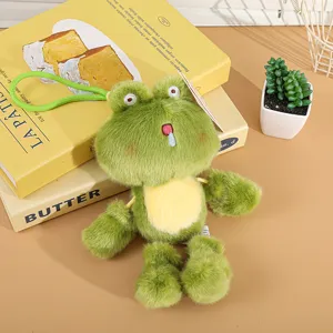 Cute mini dangling legs frog plush doll keychain bag pendant cute plush toy green animal keychain