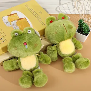 Cute dangling leg frog plush keychain, mini stuffed frog doll bag pendant for adorable gifts.