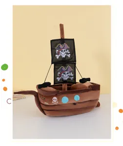 Creative pirate ship plush toy stuffed doll sailing boat kids boys birthday gift decor.