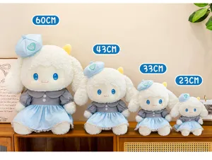 Süßes Plüschschaf Puppe Spielzeug mit blauem Kleid und Baret, vier Größen für Kinder.