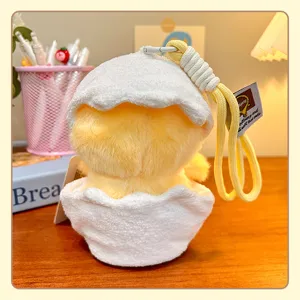Lindo colgante de felpa pollito cascarón de huevo muñeca esponjosa llavero mochila regalo.