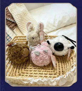 Llavero colgante de peluche de animal lindo, accesorio de bolso suave y esponjoso.