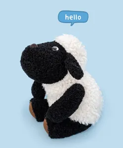 Schattig zwart-wit pluche schaap speelgoed, zachte lam poppen voor kindergeschenken.