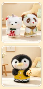 Niedlicher Plüschtier Anhänger, Pinguin Panda Kuscheltier Puppe Schlüsselanhänger weich