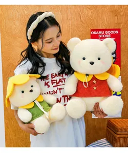 Cute flower hat teddy bear plush toy soft hugging doll Valentine gift for girls detail