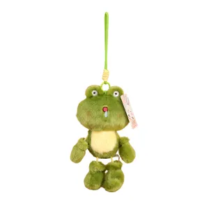 Cute mini green frog plush keychain dangling legs stuffed animal toy cute bag charm pendant
