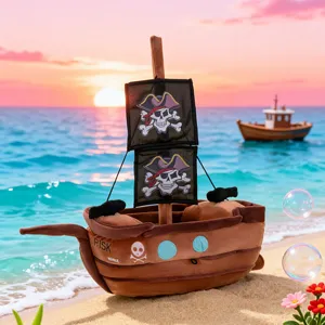 Creative pirate ship plush toy sailboat doll for kids birthday gift room decor main