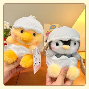 Lindo peluche pingüino pollo llavero muñeca cáscara de huevo dibujos animados juguete mochila