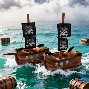 Creative pirate ship plush toy sailboat doll children boy birthday gift room decoration.