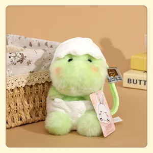 Lindo llavero de dinosaurio de peluche verde, colgante de bolsa suave con diseño de cáscara.