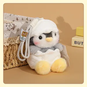 Adorable colgante de peluche de pingüino en huevo, peluche suave para decoración de mochila