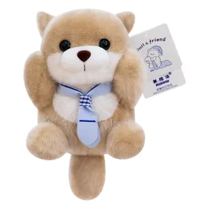 Cute Little Sea Otter Plush Toy Stuffed Animal Doll with Blue Necktie Soft Companion