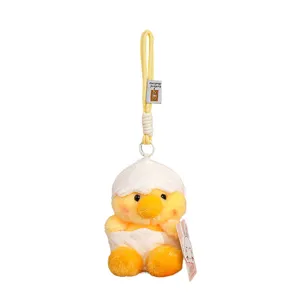 Lindo pollito de peluche con cáscara de huevo llavero colgante para mochila regalo