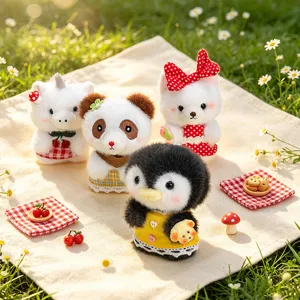 Niedliches Tier Plüschtier Schlüsselanhänger Set, weiche Stofftier Tasche Anhänger.