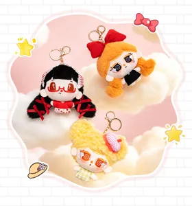 Cute plush doll keychain cartoon little girl bag pendant lovely fluffy toy lovely gift 1pc