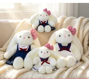 Cute long-eared rabbit plush toy stuffed bunny doll soft pillow lovely gift for kids