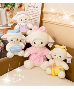 Cute sheep plush toys set, soft stuffed animal dolls for kids and girlfriend birthday gifts.