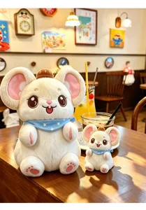 Bonito juego de peluche de ratón castaña muñeca suave de peluche regalo perfecto niños