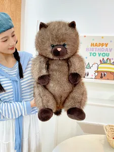 Niedlicher langhaariger Katzen Plüschtier, flauschige braune Puppe, weiches Kindergeschenk.