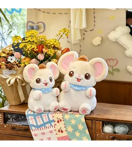 Set de peluche ratón castaña dulce detalle, suave muñeca de peluche para decoración acogedora
