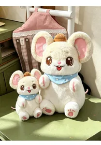 Set de peluche ratón castaña tierno, suave muñeco de peluche regalo para niños