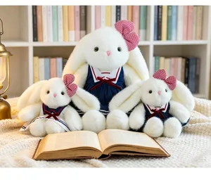 Cute sailor uniform lop-eared rabbit plush toy set, soft stuffed bunny doll for kids gift.