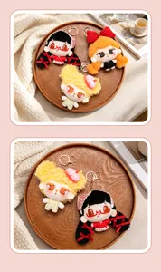 Cute plush doll girl keychain pendant fluffy cartoon character bag charm accessory
