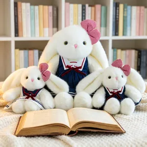 Cute lop-eared rabbit plush toy set with sailor dress and cute bowknot for kids gift