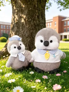 Schattig pinguïn pluche speelgoed paar, zachte knuffelpop voor kinderkamer decoratie en bureau.