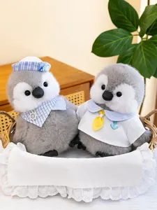 Leuke pluche pinguijn knuffels set, zachte zeemanspak opstuffed poppen voor bureau decoratie.